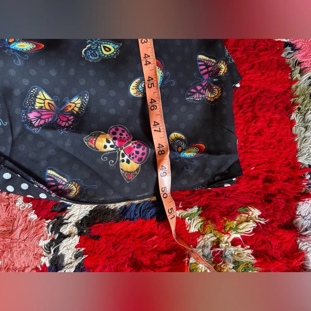 90s Vintage Cynthia Taylor Black & White Polka Dot Buttefly Slip Dress Sz 1X - Picture 8 of 8